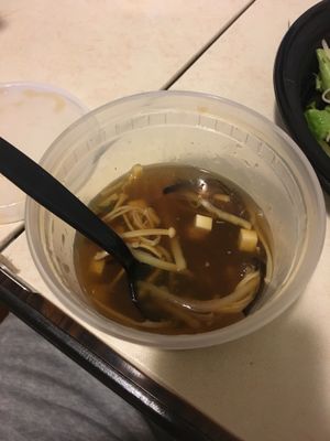 hot and sour soup! so many mushrooms!! at Ginger Root in New York City