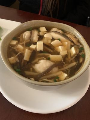 Hot and sour wonton soup   at Ginger Root in New York City
