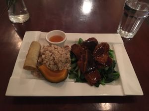 Black pepper Seitan lunch special. at Ginger Root in New York City