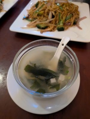 miso soup at Ginger Root in New York City