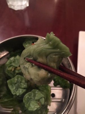 steamed spinach shumai at Ginger Root in New York City