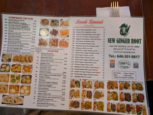 Menu, lunch side at Ginger Root in New York City