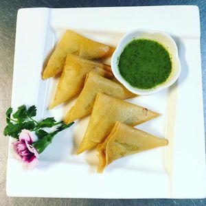 Curry Semosa at Ginger Root in New York City