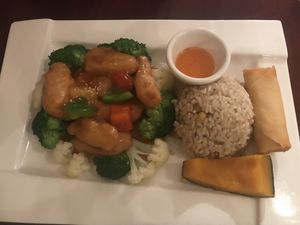 Sweet & sour sesame soy protein at Ginger Root in New York City