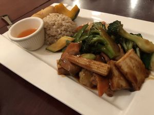 Sauté tofu and vegetables  at Ginger Root in New York City