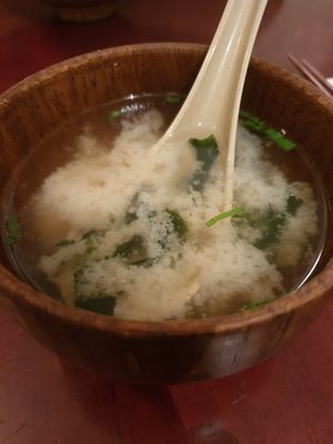 Miso soup at Ginger Root in New York City