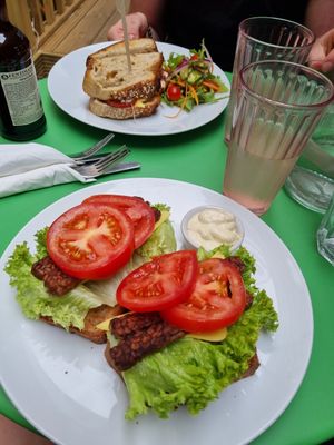 Vegan CBLT (Lettuce, mature vegan cheddar cheese, tempeh bacon and tomato) at Holy Cow in Edinburgh