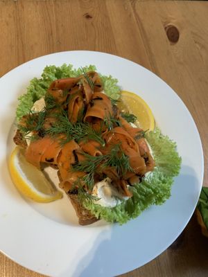 Carrot lox sandwich at Holy Cow in Edinburgh