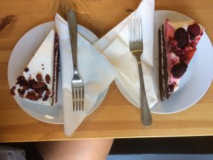 red velvet and berry cake  at Holy Cow in Edinburgh