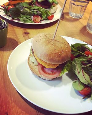 Burgers (I ditched the fries)   at Holy Cow in Edinburgh