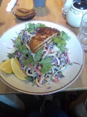 Pad Thai salad. Ordered extra protein (tempeh) in the back. at Holy Cow in Edinburgh