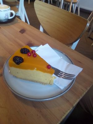Mango cheesecake at Holy Cow in Edinburgh