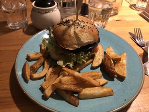 Nori fish burger  at Holy Cow in Edinburgh