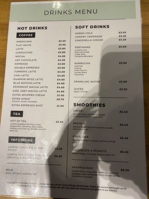 Drinks menu  at Holy Cow in Edinburgh