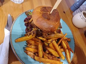 Those fries! And the cheesecake, just look at that beauty. at Holy Cow in Edinburgh