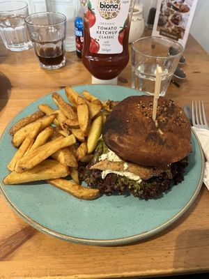 Oyster Mushroom Steak Burger  at Holy Cow in Edinburgh