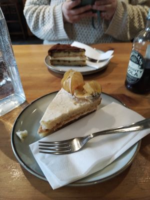 The tiramisu cake was nicer than the Victoria sponge but so good to have funky options! at Holy Cow in Edinburgh