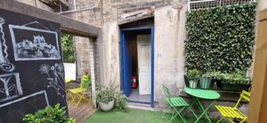 The small courtyard out back. I wasn't forgotten about when I was the only person here. at Holy Cow in Edinburgh