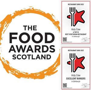 Awards 2023 - Best Vegan Establishments in Scotland ♥️ at Holy Cow in Edinburgh