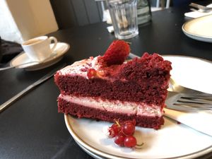 red velvet cake   at Holy Cow in Edinburgh