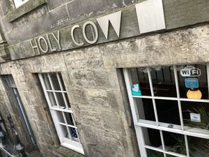 It's like one level lower than street  at Holy Cow in Edinburgh