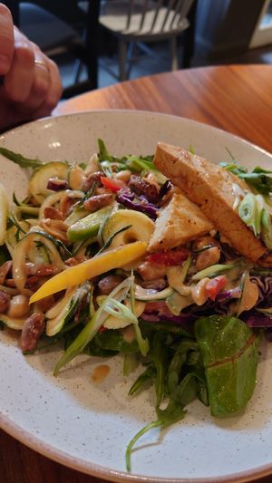 Went there twice and at the second time there ordered this zoodle (noodle made of courgette) and the quinoa bowl with veggies at Holy Cow in Edinburgh