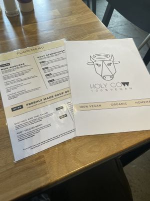 menu  at Holy Cow in Edinburgh