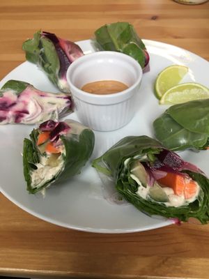 Delicious spring rolls! Amazing sauce! at Holy Cow in Edinburgh