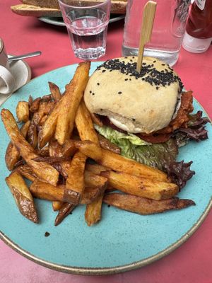 Pulled jackfruit burger  at Holy Cow in Edinburgh