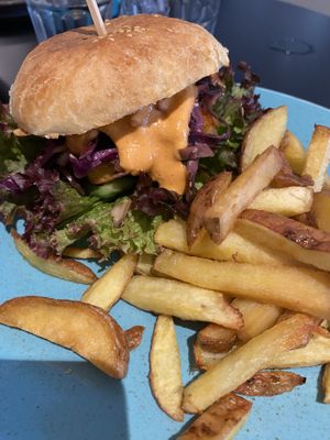 Tofu burgerr  at Holy Cow in Edinburgh