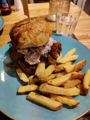 Oyster mushroom burger at Holy Cow in Edinburgh