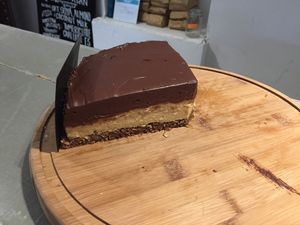 Chocolate and peanut butter cheesecake  at Holy Cow in Edinburgh