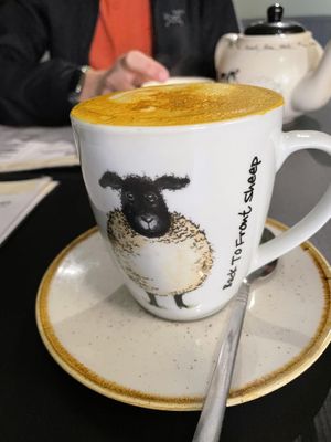 Turmeric latte  at Holy Cow in Edinburgh