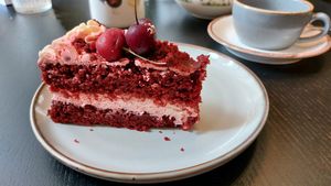 Red velvet cake at Holy Cow in Edinburgh