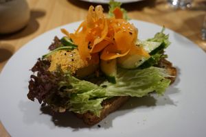 Ethiopian Hummus sandwich on buckwheat bread at Holy Cow in Edinburgh