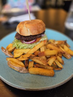 Bbq bean & soya burger at Holy Cow in Edinburgh