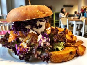 Thai burger  at Holy Cow in Edinburgh