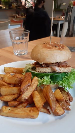 Tofu burger at Holy Cow in Edinburgh