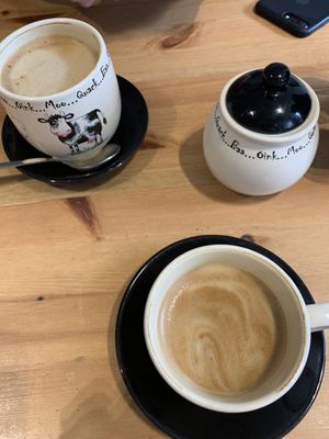Flat white & cafe latte  at Holy Cow in Edinburgh