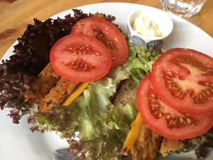 Tempeh sandwich at Holy Cow in Edinburgh