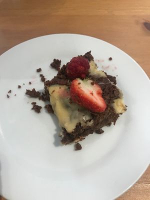 Chocolate brownie at Holy Cow in Edinburgh