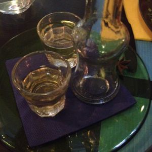 Great raki with agave syrup and herbs. at Lime Bistro in Athens