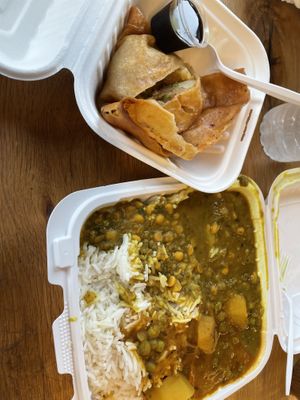 GF samosas; rice, aloo mutter and dal   at Flavors of India in Columbus