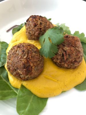 Mushroom Nut Balls with our CheeZe sauce at An Edible Life in Canmore