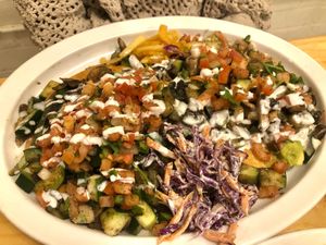 Frida Kahlo tostadas, piled high!! at Tumerico in Tucson