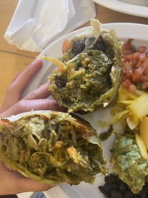 Inside of the burrito! at Tumerico in Tucson