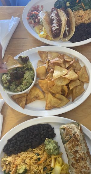 Burrito, chips and guac, tacos! at Tumerico in Tucson