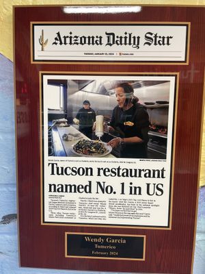 Their most recent award!  at Tumerico in Tucson