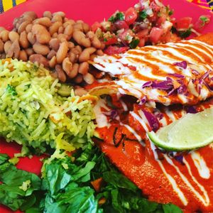 Red Chile Enchiladas at Tumerico in Tucson