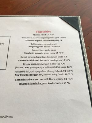 Vegetable section with quite a number of vegan options at JO2 in Kapaa